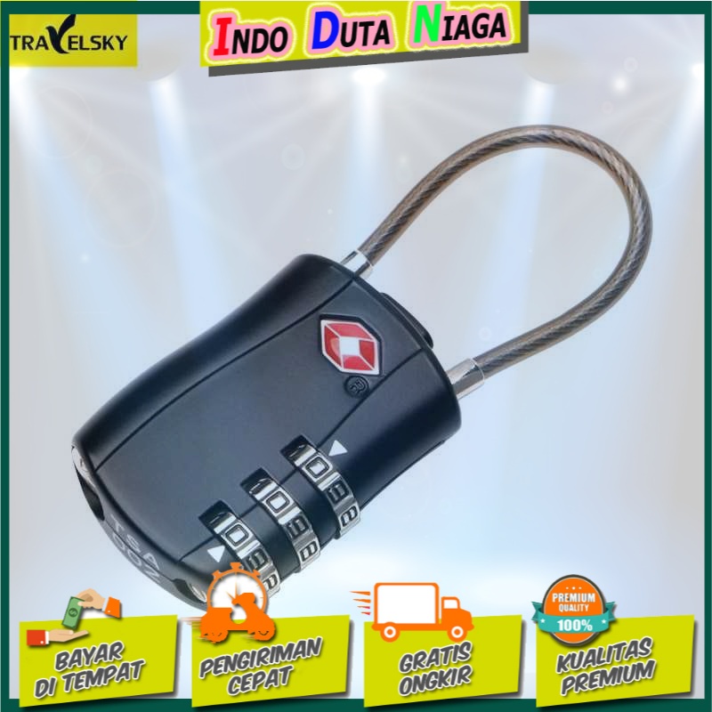 TRAVELSKY Gembok Koper TSA Padlock Kode Angka 3 Digit - TSA07