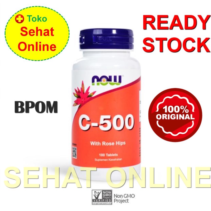 BPOM Now Foods C-500 100 Tablets Vitamin C 500 mg with Rose Hips