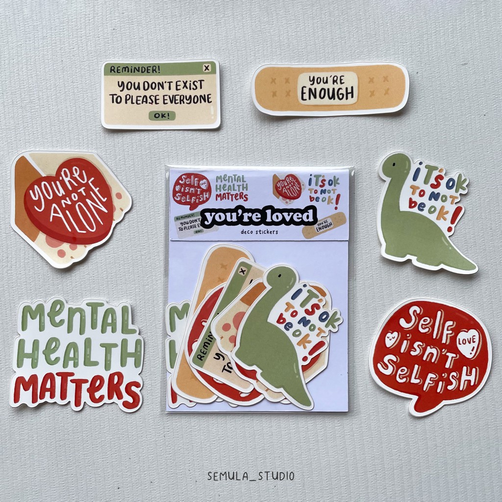 

You're Loved Sticker Set | Mental Health Awareness | Die Cut Sticker - Semula Studio