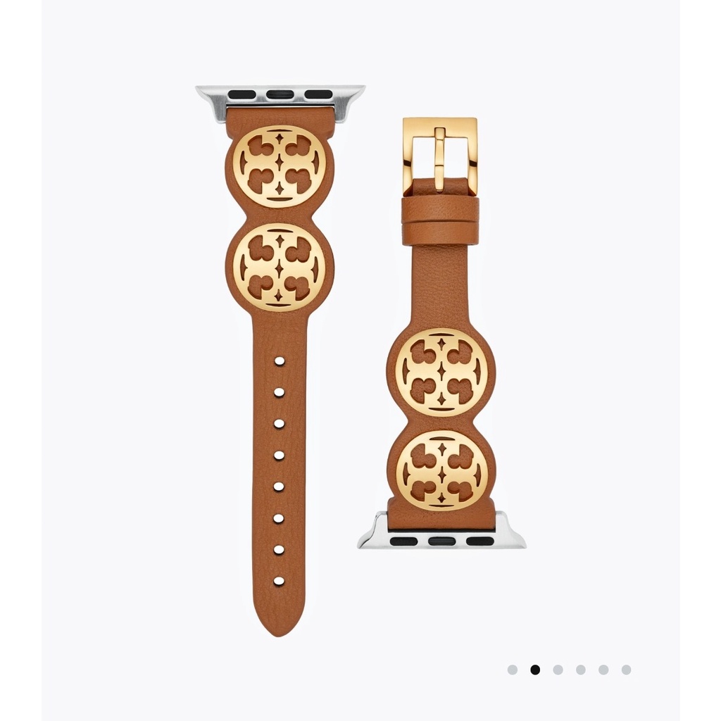 Tory Burch Miller Leather Apple Watch Strap - Luggage