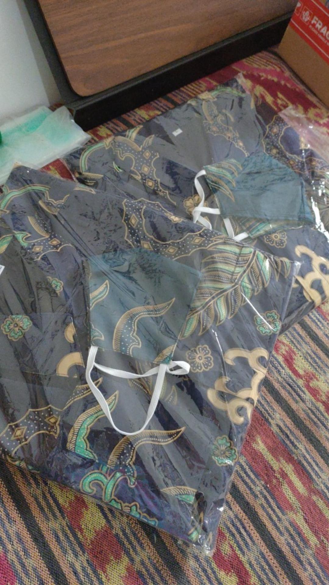 Kemeja Batik/hem Batik Lengan Panjang Warna Biru Batara Bahan Katun Halus Baturaden