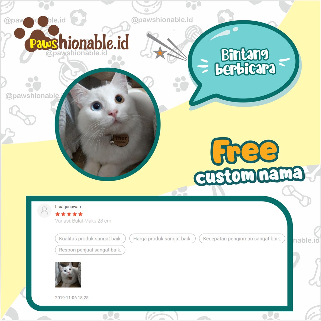 K22 - Kalung Custom Nama Kucing Anjing Murah