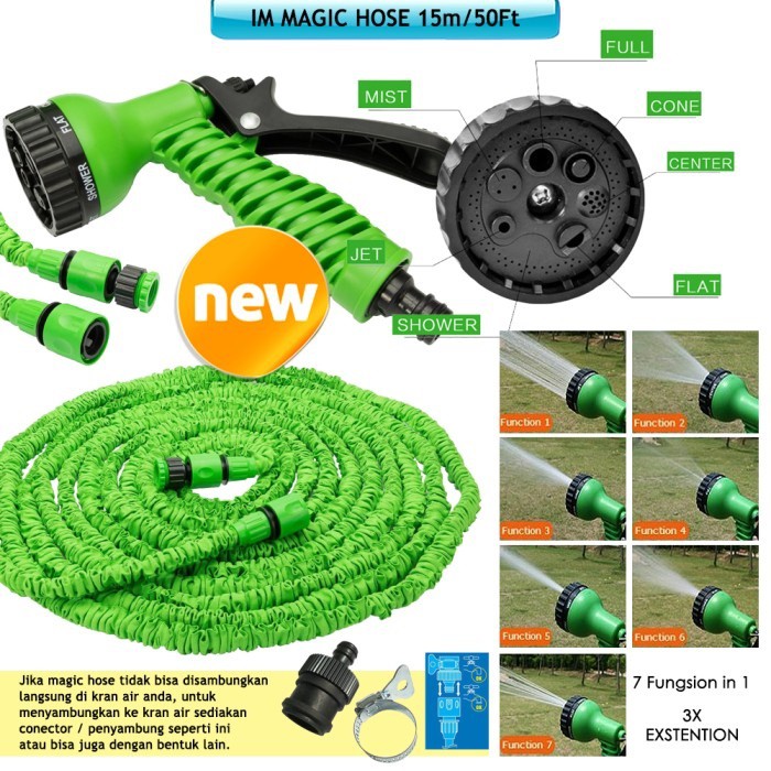 Selang Magic X Hose 15M Siram Taman Rumah Cuci Mobil Elastis Universal