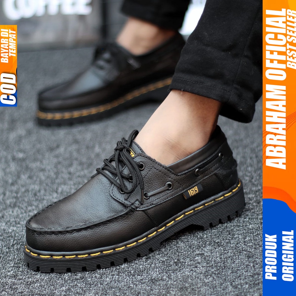 Sepatu Docmart Kulit Asli Pantofel Kerja Formal Hitam Pria Abraham Zapato