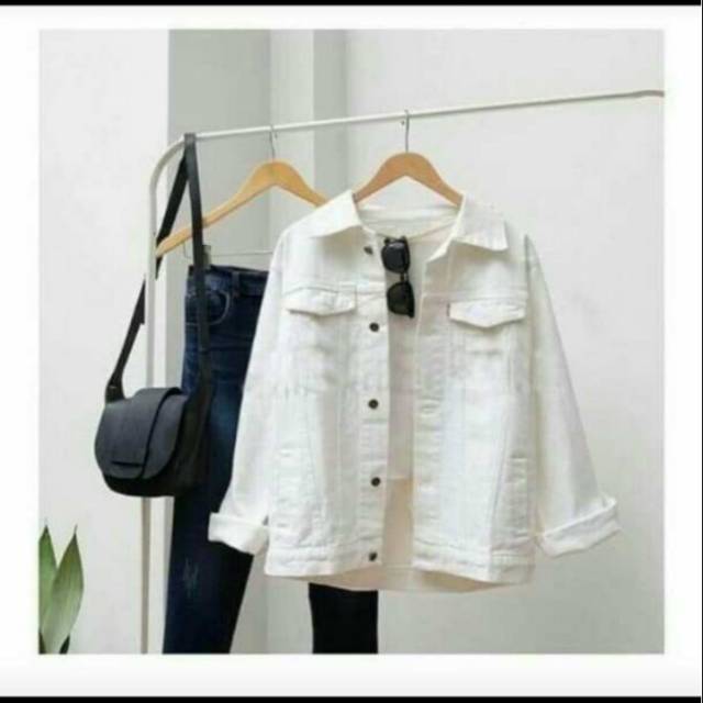 Jaket Jeans Wanita PUTIH / Jaket Jeans Cewek PUTIH / Jaket Jeans OVERSIZE PUTIH