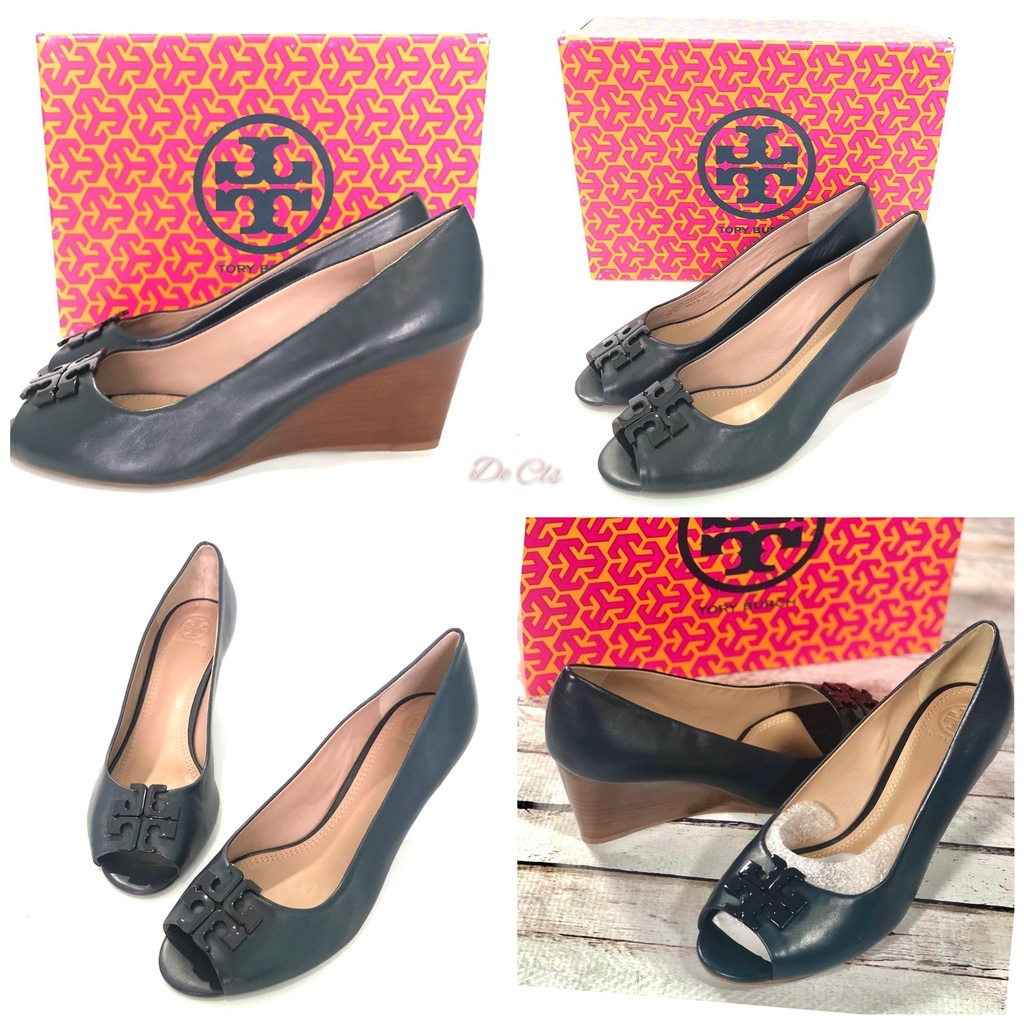 Sepatu TB Lowell 65mm Peep Toe Wedges Bright Navy