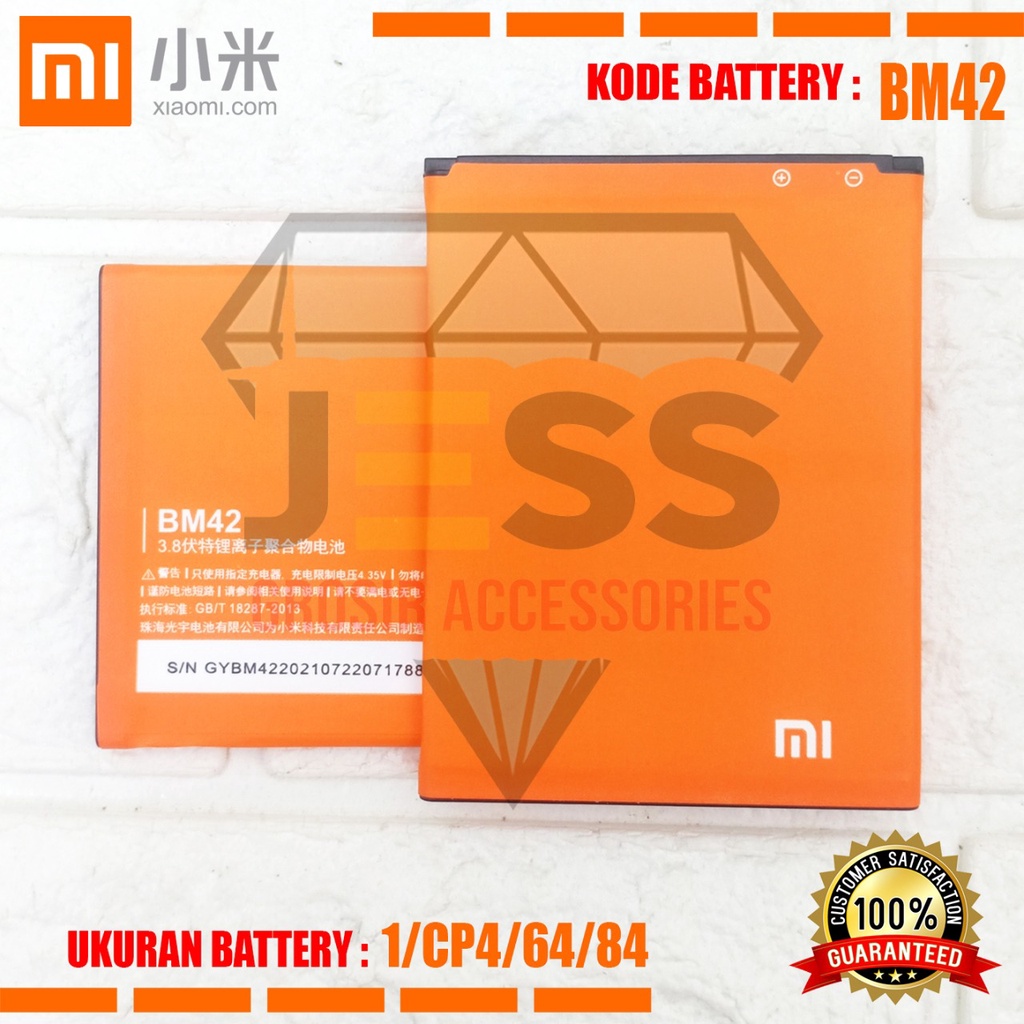 Baterai Battery Original Xiaomi BM-42 BM42 For type HP Redmi Note 1 3G - 4G - Redmi Note 1W - Redmi Note 1S