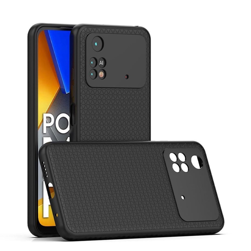 Softcase LUXURY CASE Real Fiber Xiaomi Poco M4 PRO 4G / Poco X3 with Pelindung Camera TPU Slim Matte