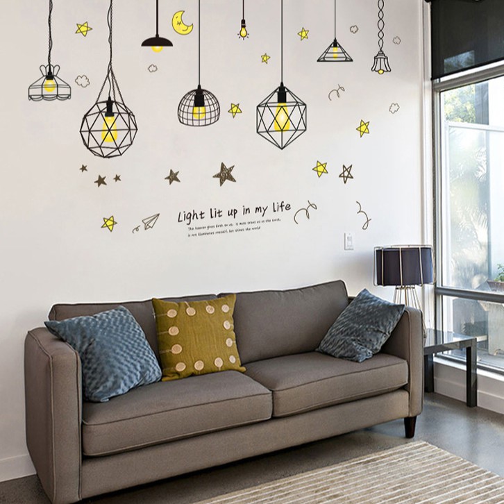 Reliza Wallsticker Lampu Gantung Hitam Hanging Black Lamp Stiker Dinding 7230