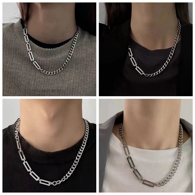 Kalung Rantai Bahan Titanium Steel Gaya Hip Hop Untuk Pria Dan Wanita