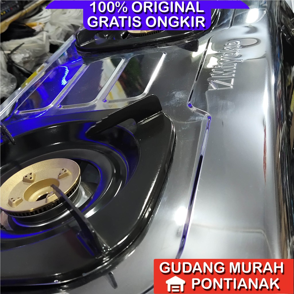 Kompor Gas Miyako 2 Tungku Stainless stenlis KG 502 SS Anti karat kilat putih