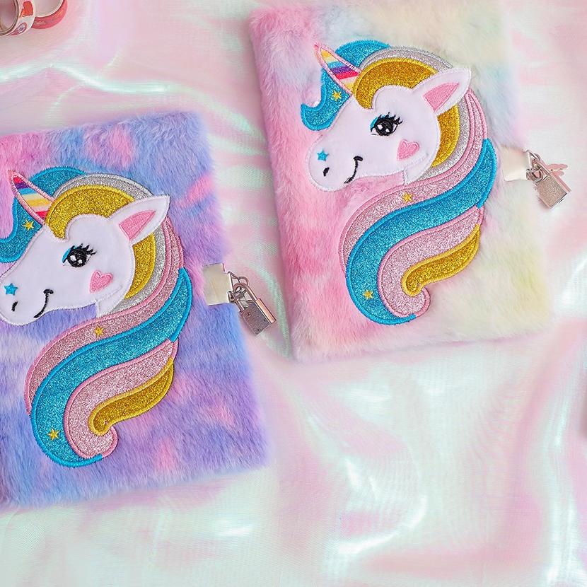 

SALE✅Notebook buku bulu karakter unicorn kelinci cat panda doggy rubah hellokitty lucu diary anak import|SQ5
