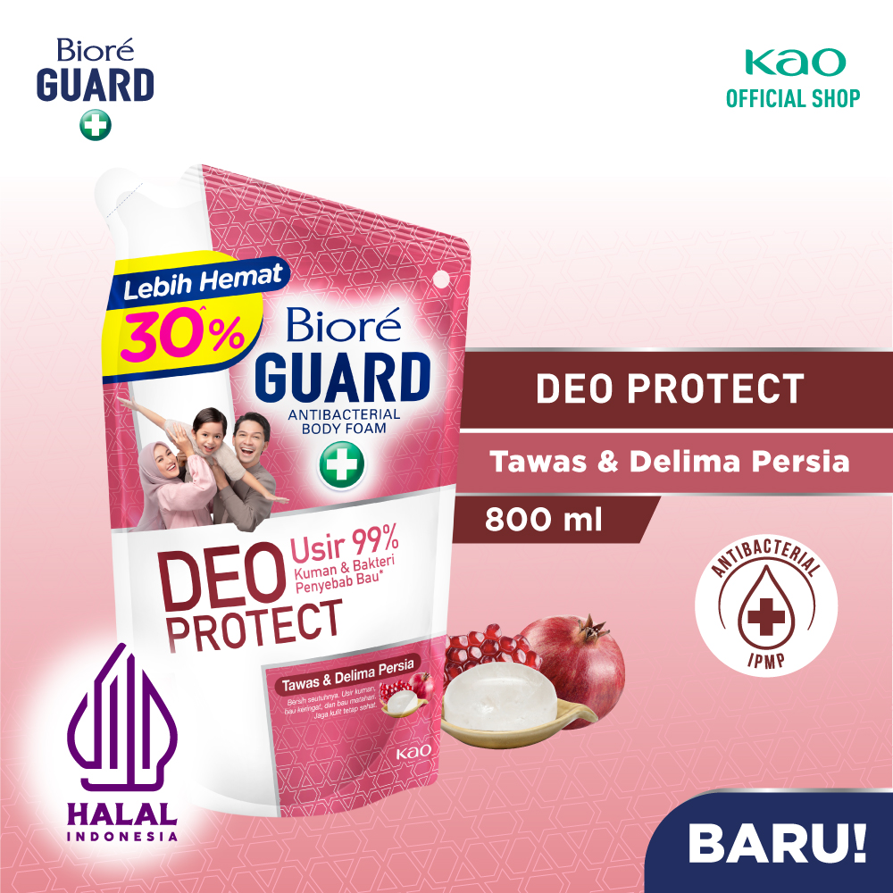 Biore Guard Deo Protect Sabun Mandi Cair Anti Bakteri Halal Tawas & Delima Persia Pouch 800ml