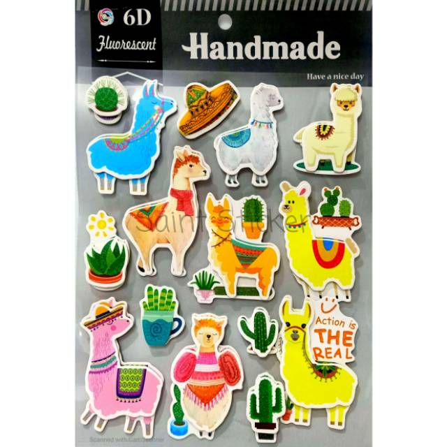 

Sticker Timbul Gambar Tempel Stiker Anak 3D Besar Karakter Hewan Unta Alpaca II