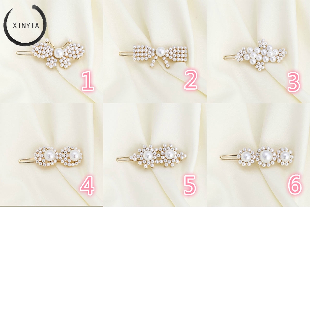 Jepit Rambut Elegan Aksen Mutiara Hairclip Hairpin Dengan