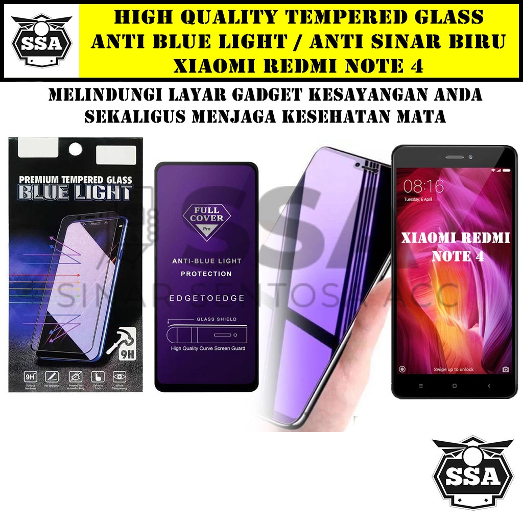 Tempered Glass Xiaomi Redmi Note 4 Anti Blue Light Anti Sinar Biru Ori Original Hp Pelindung Layar Temper Anti Lecet Gores TG Murah Berkualitas