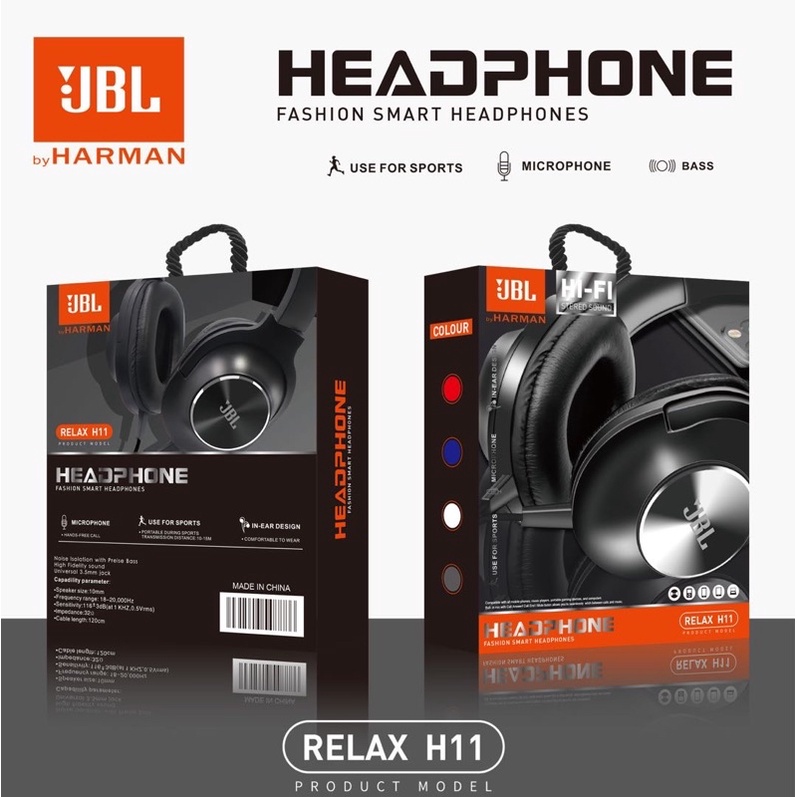 HEADPHONE BANDO STEREO MUSIC EXTRABASS TYPE RELAX H11 MEREK JBL