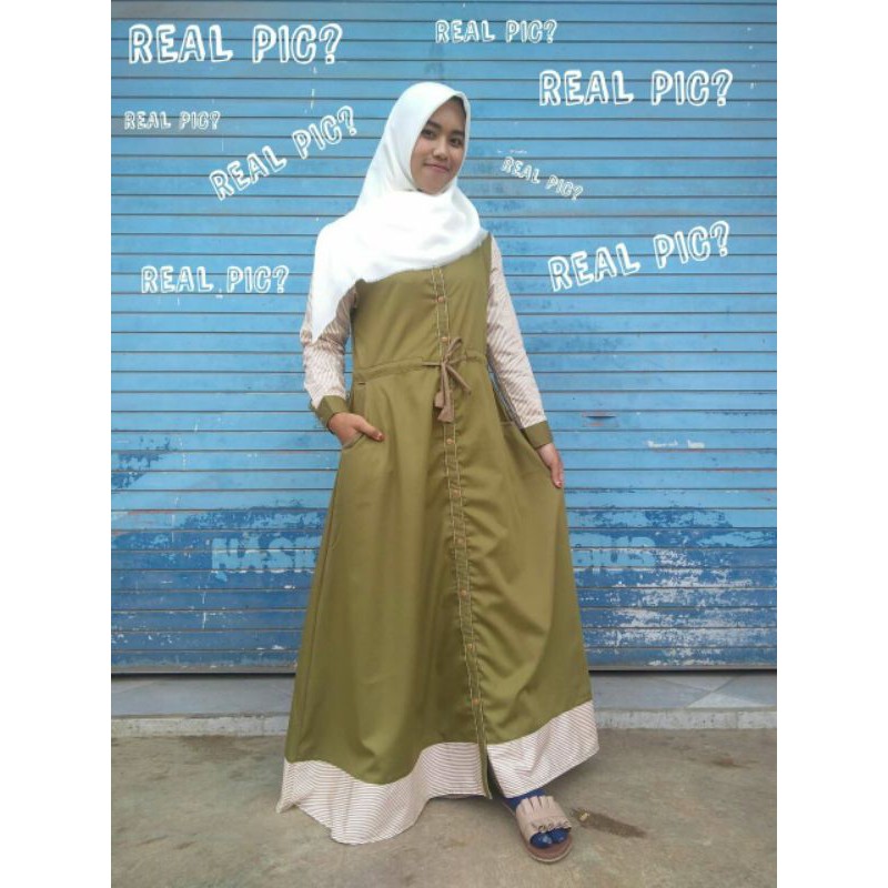 Amarilis Olive By Urfimutiyaro/gamis toyobo/gamis serut