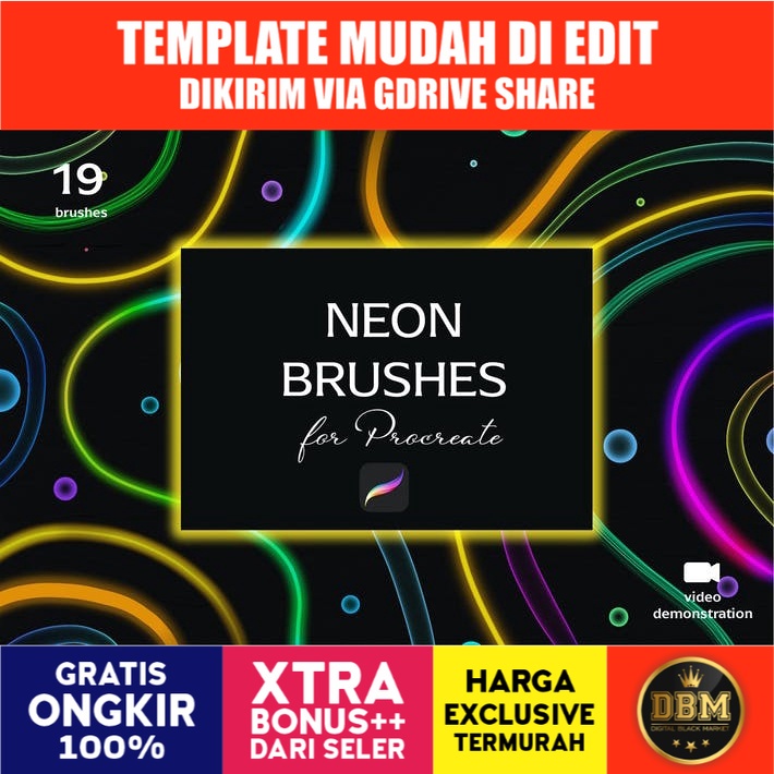 Neon Brush Set For Procreate -