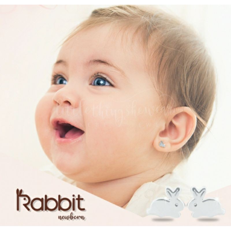 LittleThingSheWear Official - Anting Bayi (NB) - Rabbit (NB) White Gold