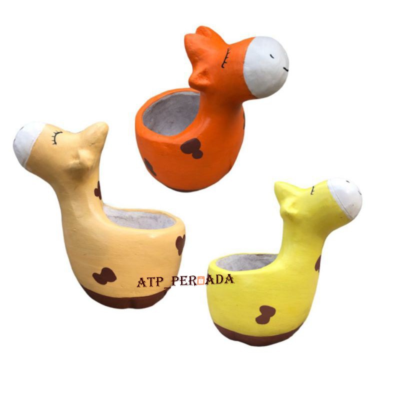 Pot Terakota Kaktus Sukulen Pot Tanah Liat Bunga Tanaman Hias Claypot Jerapah Kerajinan Lucu Gerabah