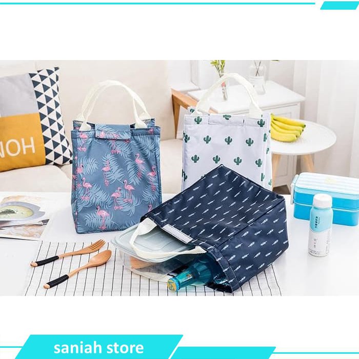 tas bekal Lunch bag FASHION tas bekal cooler bag bonus 2 jelly ice cooler Kantong Bekal Kotak Nasi