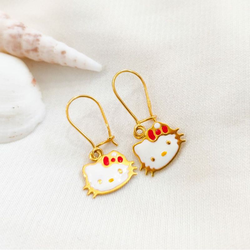 anting emas asli kadar 875 hello kitty
