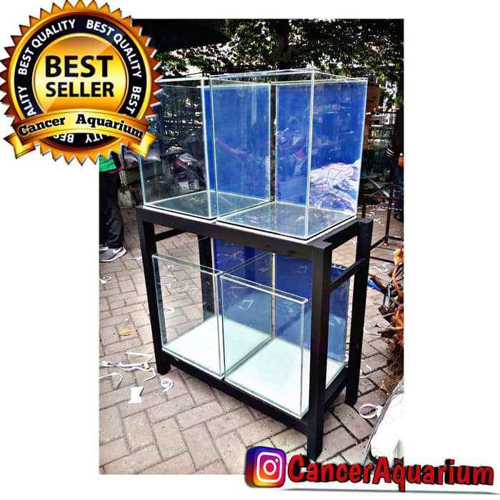 Deskripsi Aquarium Dan Meja Lemari Set Sump Filter 120x50x50 Full 8mm Siap Pakai Ukuran Aquarium 120