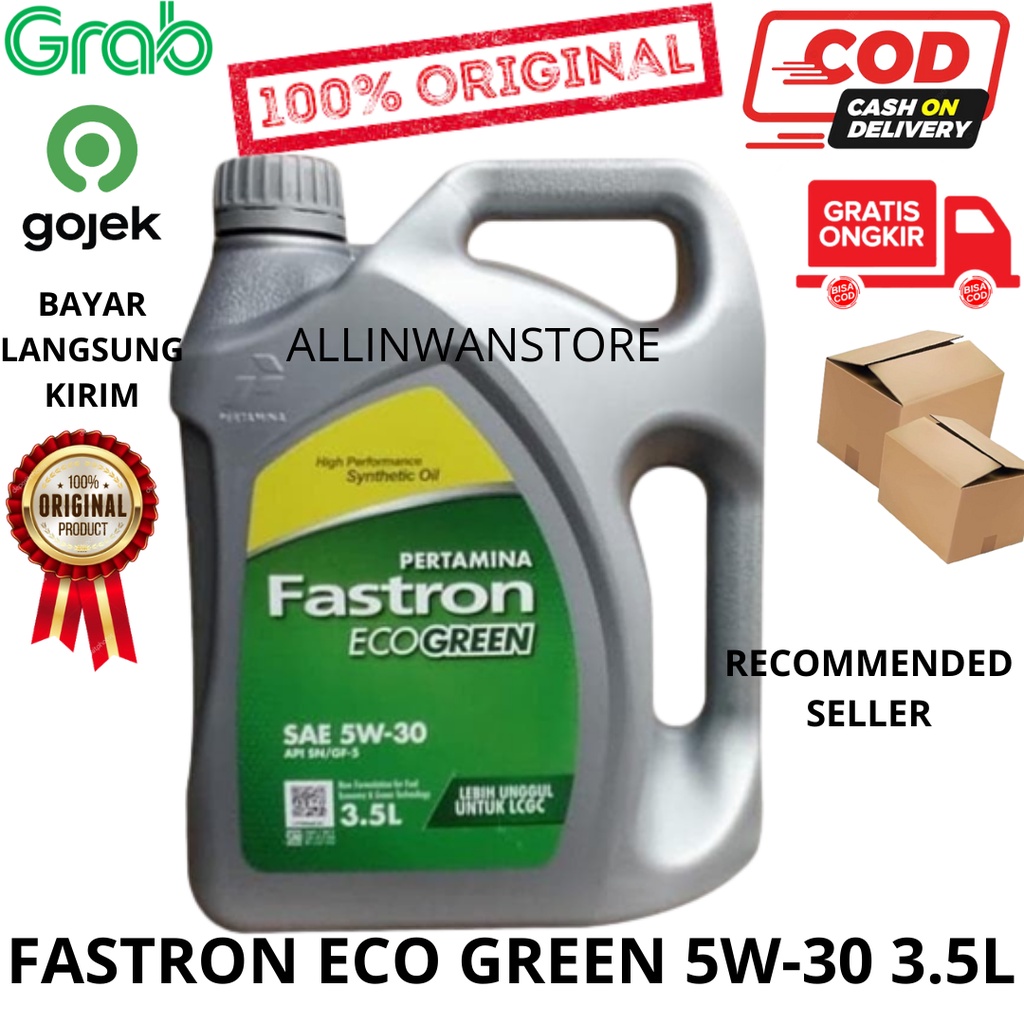 Oli Pertamina Fastron Eco Green SAE 5W30 / Fastron Ecogreen SAE 5W-30 API SN GF-5 isi 3,5L 3.5 Liter 100% ORIGINAL Cocok untuk agya ayla sigra datsun dll