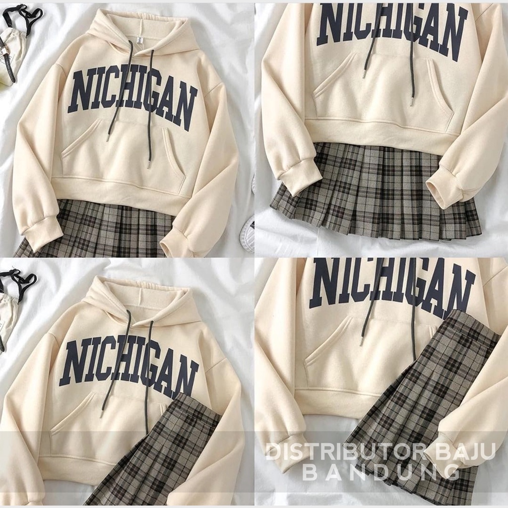 Sweater Hoodie Wanita Nichigan | Korean Style Jumper | Pakaian Wanita Dan Pria | Bahan Fleece | Allsize-3