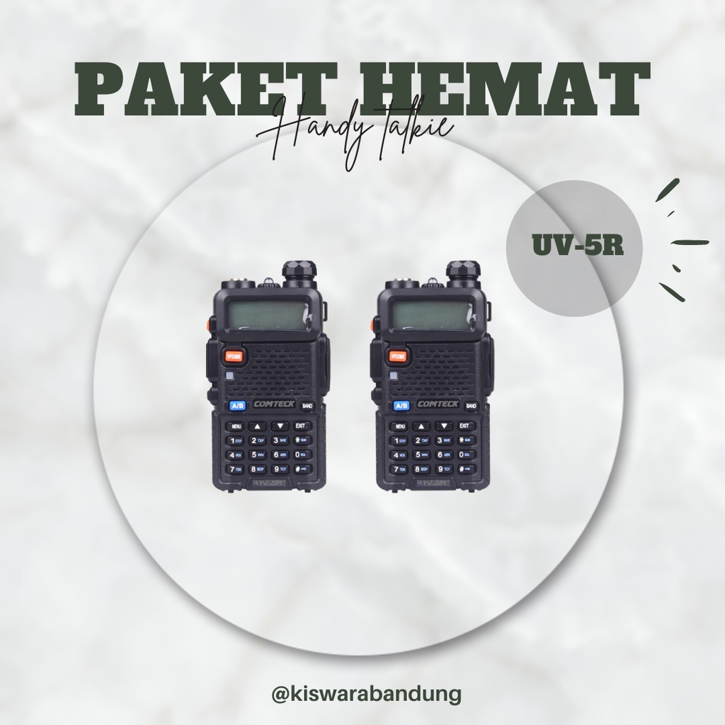 Paket 2 Unit Radio HT Handy Talkie UV-5R Dual Band VHF - UHF kiswarabandung