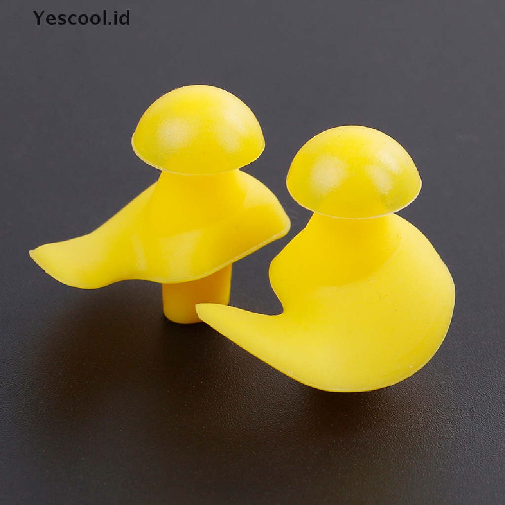 (Yescool) Earplugs Bahan Silikon Lembut anti Bising reusable Untuk Berenang / Tidur