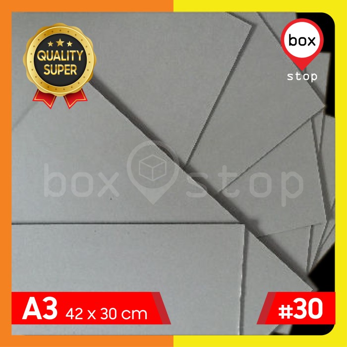

Karton Bot - Karton Tebal Abu - Hard Board Grey No.30 -42x30cm -A3 - (6 lb)