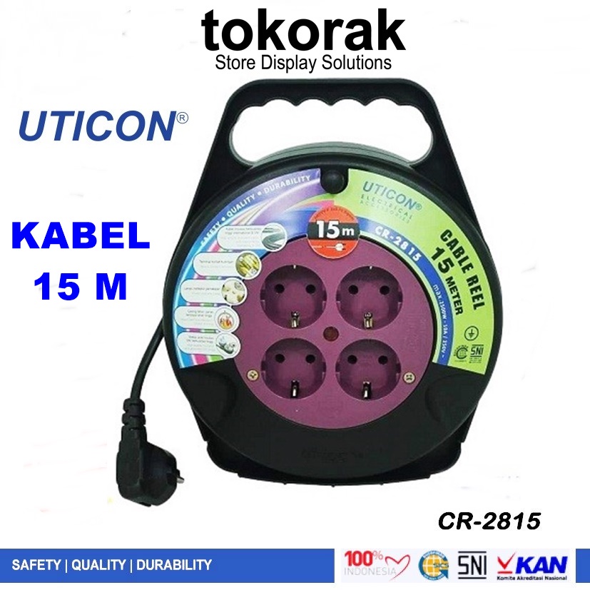 KABEL ROLL 15 METER 4 LUBANG UTICON CR 2815 - KABEL GULUNG BOX