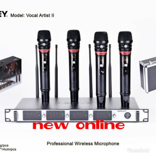 Mic wireless Ashley vocal artis ll 4 mic pegang original Ashley