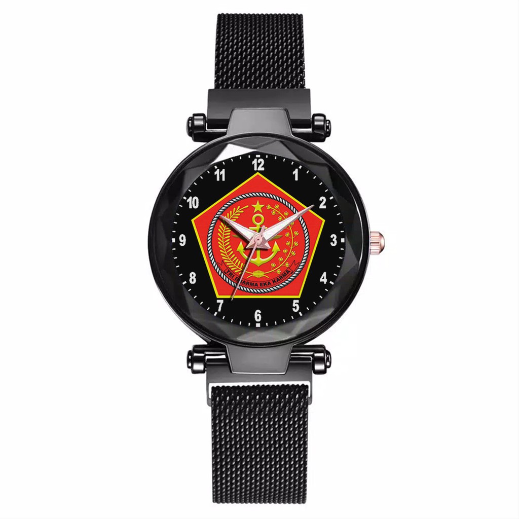 Jam Tangan Wanita Custom - LOGO TNI Free Box &amp; Batre Cadangan