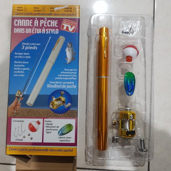 Pancingan Pulpen Fishing Road Set Alat Joran Pancing Pen Mini Portable - Silver
