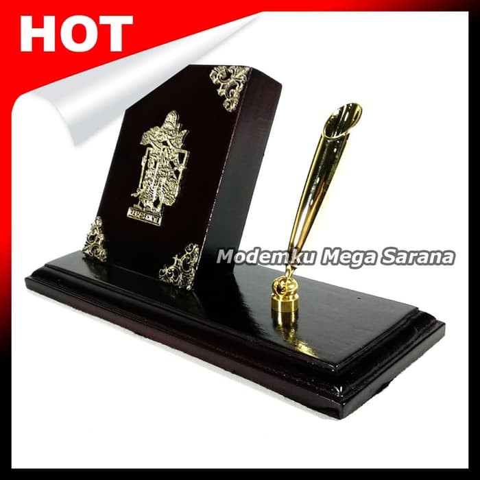 

Tempat Bolpoin Kartu Nama Kayu Wayang Rama Shinta 16x7x12 cm