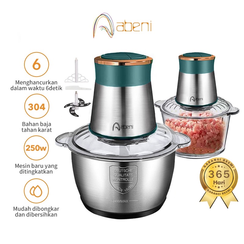 ORIGINAL (VVN) ABENI PENGGILING DAGING SERBAGUNA/SEPENUHNYA OTOMATIS MEAT GRINDER CHOPPER 2L BLENDER