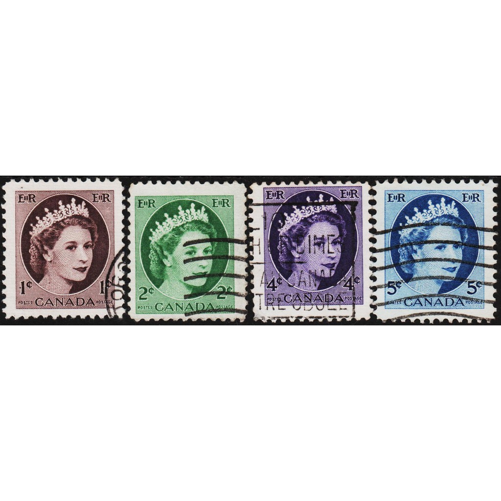 

Perangko Filateli N2 CANADA VFU 4v 13.01.1962 Queen Elizabeth II - Stamps Of 1954 With 2