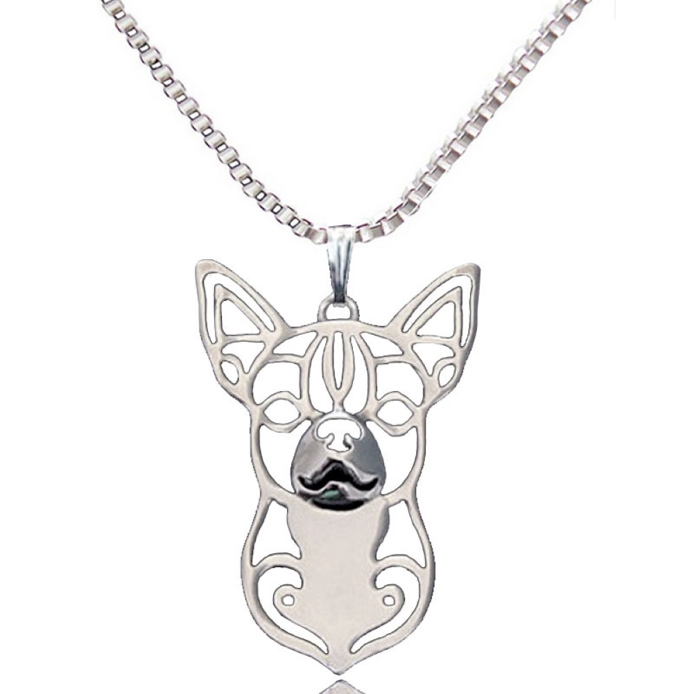 Hu Hu Hu Hu Hu Alat Bantu Pasang Kacamata♡ Kalung Rantai Liontin Anjing Hollow Bahan Alloy Untuk Wanita