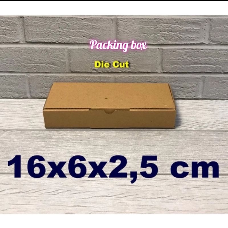 

Kardus uk.16x6x2,5 cm box/karton die cut untuk packing dll