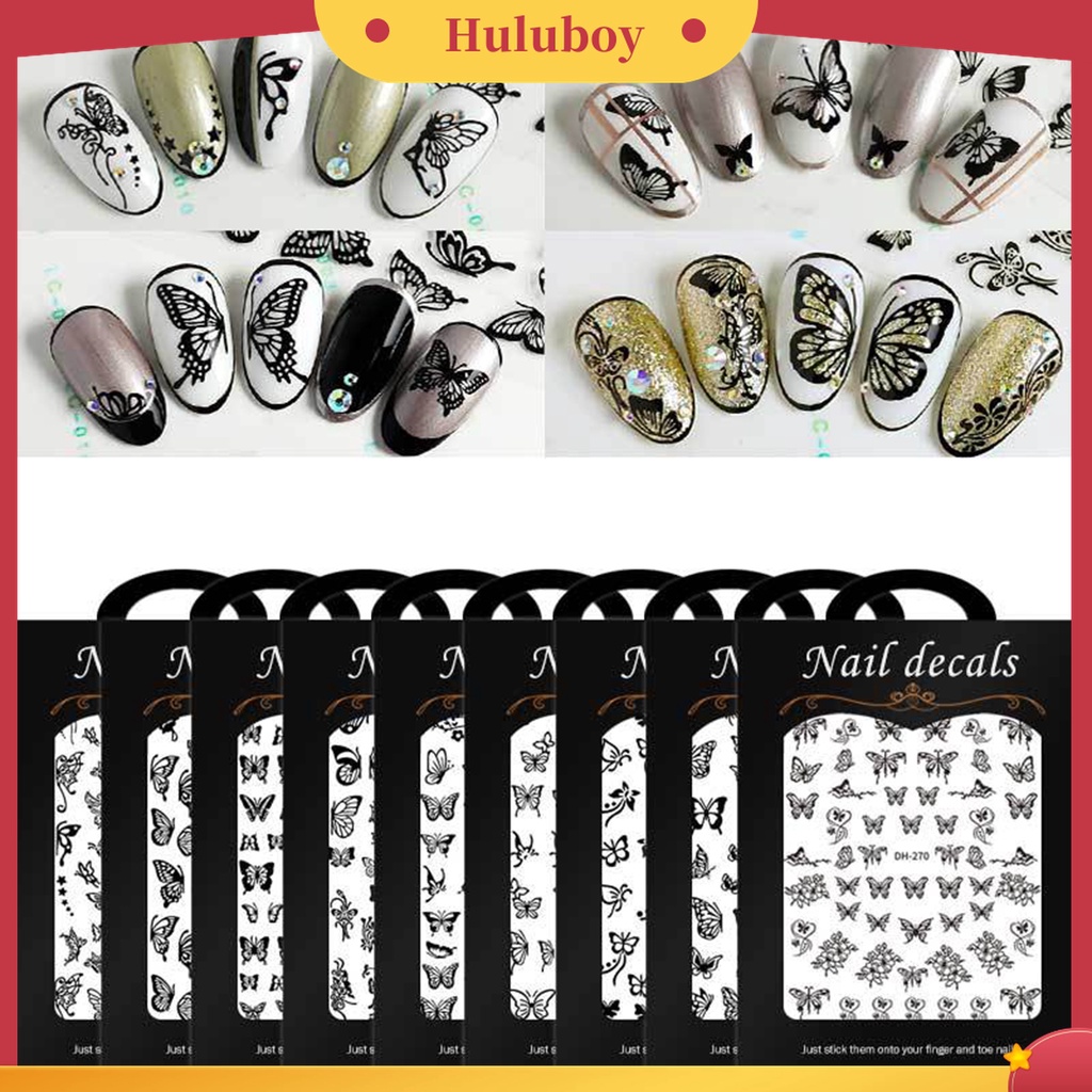 Huluboy Huluboy♡ Stiker Kuku Motif Kupu-Kupu Hollow Untuk Nail Art Wanita
