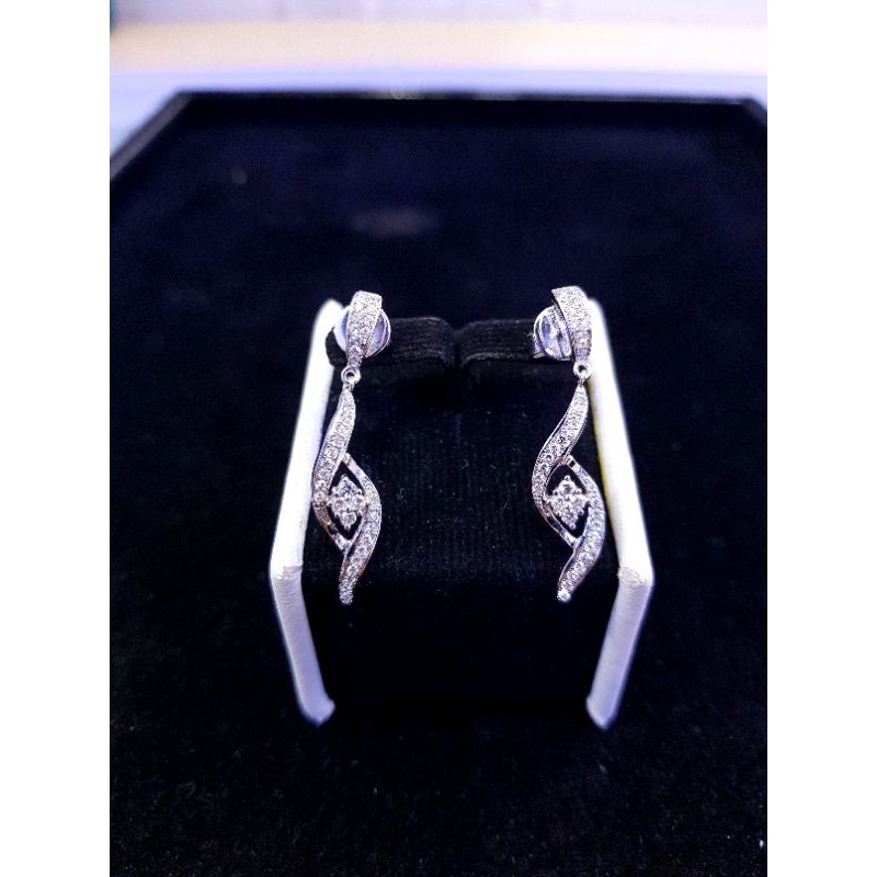 anting emas putih berlian eropa model juntai