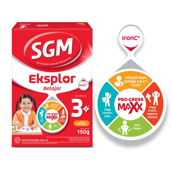 SGM Eksplor 3+ Pro-GressMaxx Madu Susu Pertumbuhan 150 gr