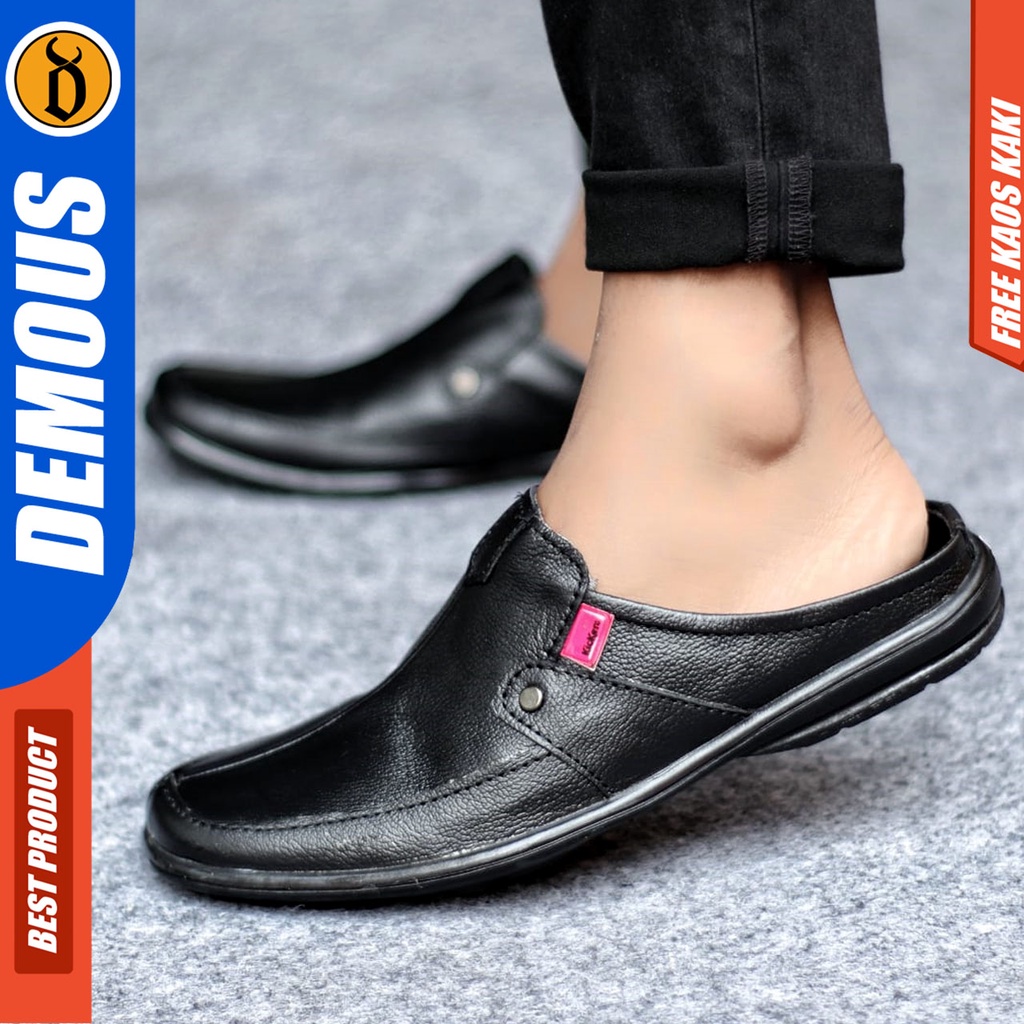 Sepatu Sandal Casual Kulit Asli Bustong Tutong Sendal Slop Original Murah Terbaru Kekinian