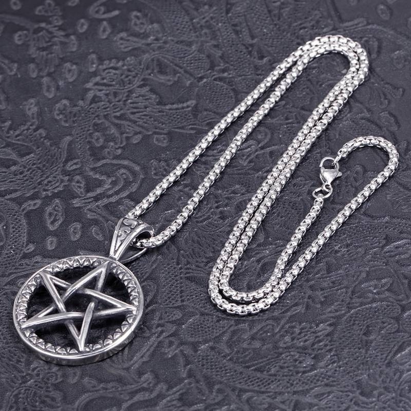 Kalung Rantai Dengan Liontin Bintang Pentagram Untuk Wanita