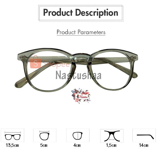 Kacamata Normal Wanita dan Pria Eyeglasses Lensa Transparan Kaca Mata Fashion Gaya Korea Oval Unisex FREECASE