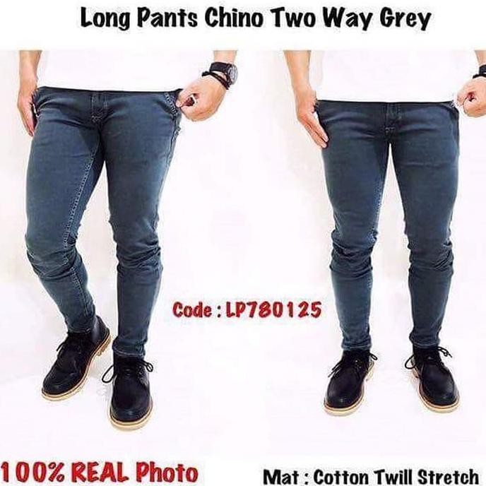 Chino Grey Plain Polos Abu Long Pants Celana Panjang Bagus Keren Pria Medanbaiak