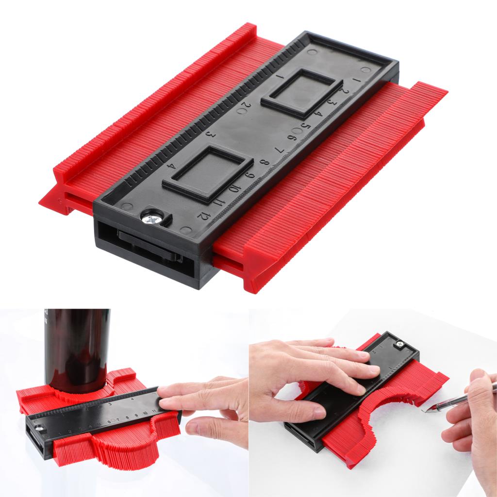 Contour Profile Copy Gauge Duplicator Wood Marking Tool 25cm Merah